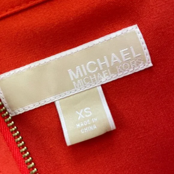 MICHAEL KORS || Mandarin Red Orange Shirt Dress with Belt - Picture 6 of 7